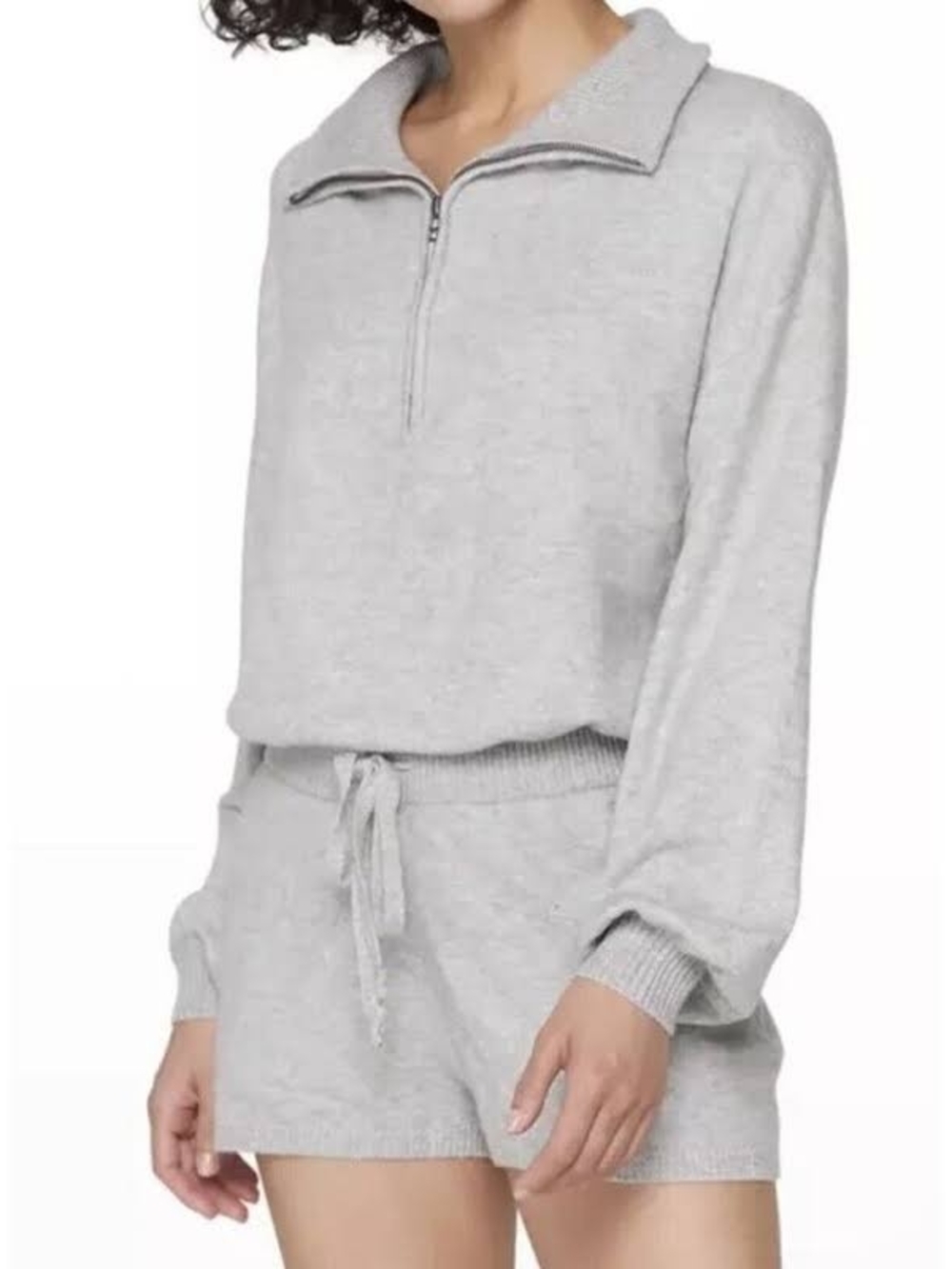 Spiritual Gangster Perfect Lounge Funnel-Neck Blouson Romper- Grey